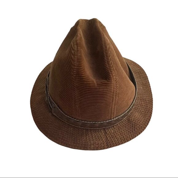 BILTMORE vintage brown corduroy fedora hat brown - Picture 6 of 12